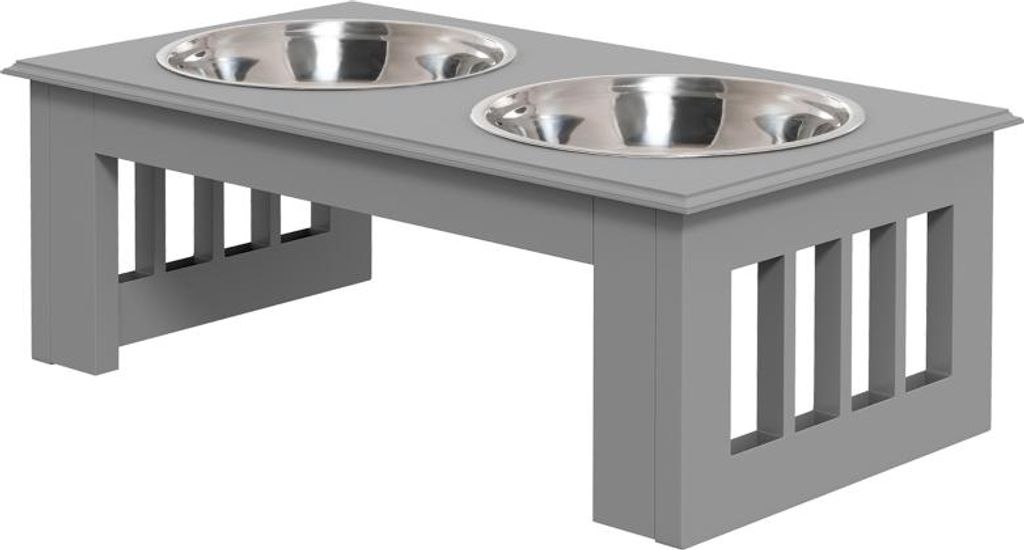 Fortuna Lai Hunde-Futterstation, rutschfest, 44x24x15cm, Grau, 0,9L pro Napf