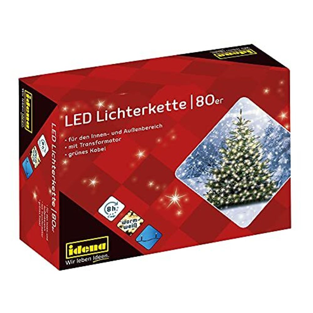 Idena 80er weiße LED Lichterkette grün 16,0 m Produktbild 