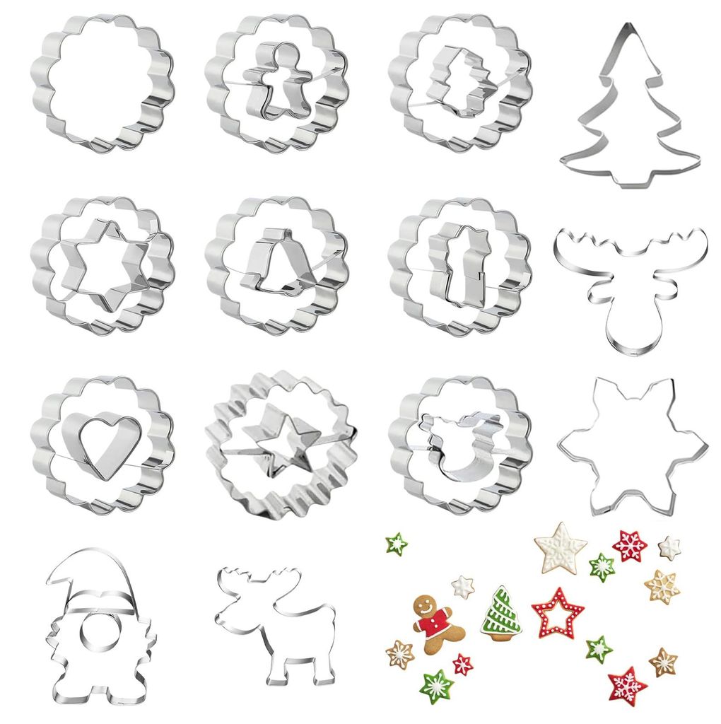 Weihnachtsplätzchenausstecher, Wichtel-Ausstecher, 3D-Ausstecher aus Edelstahl in Form eines Elchkopfes für Kuchen, Fondant, Plätzchen, Wichtelg...