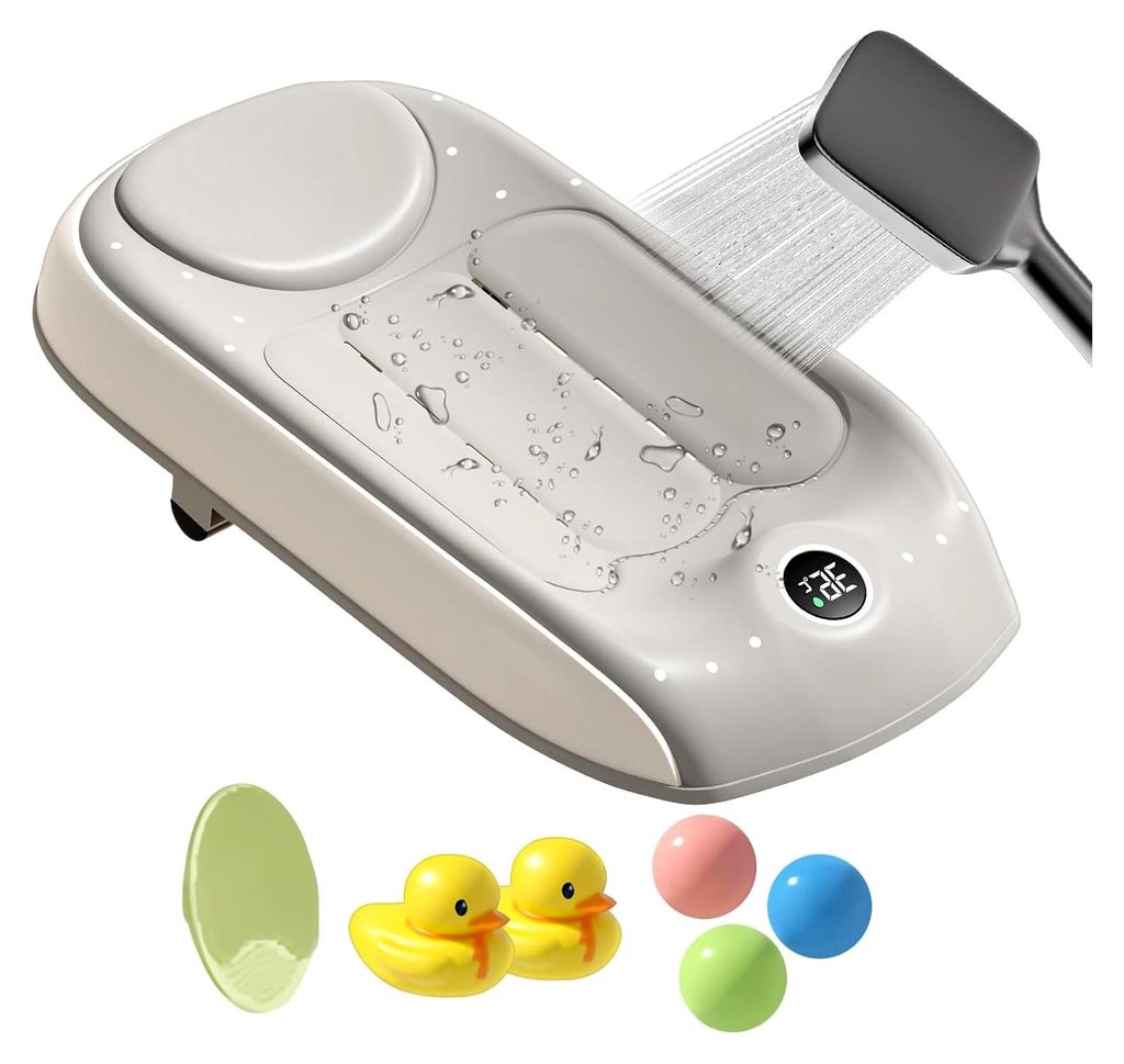 Badewannenstütze für Kinder, 22,44x11x6,69 Zoll, Badewannensitz mit Temperaturfühler, Höhenverstellbare Hilfe für Zuhause, Zubehör für Reise...