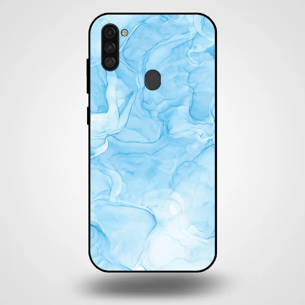 Smartphonica Custodia per Samsung Galaxy A11 con stampa in marmo - Custodia posteriore in TPU con design in marmo - Azzurro