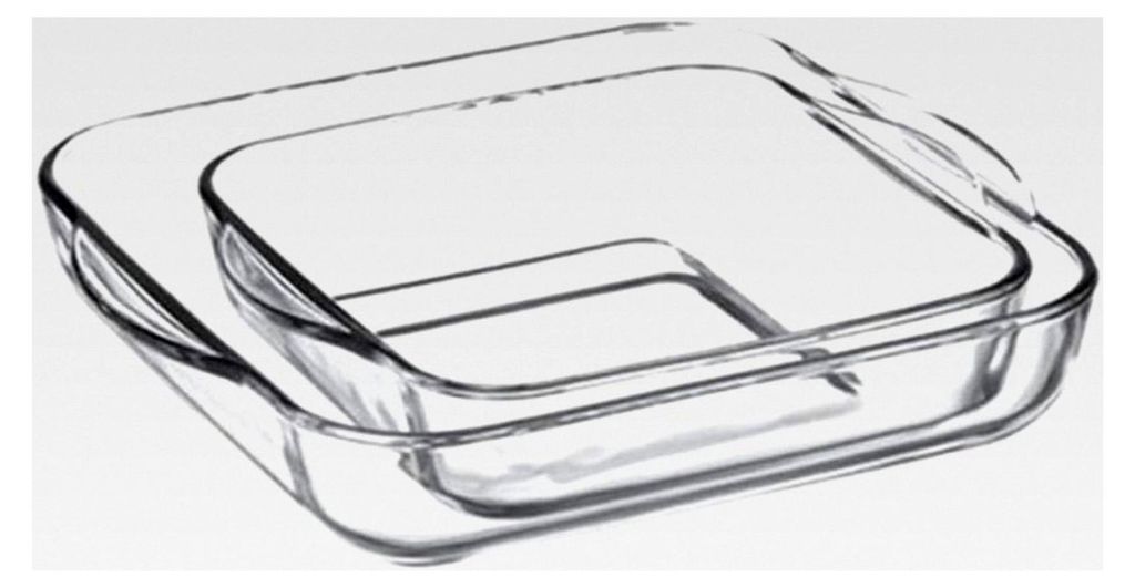 Quadratische Auflaufform aus Glas, 2-teilig (3200 ml + 1950 ml), hitzebeständiges Borosilikatglas, Backform für Backofen und Gefrierfach