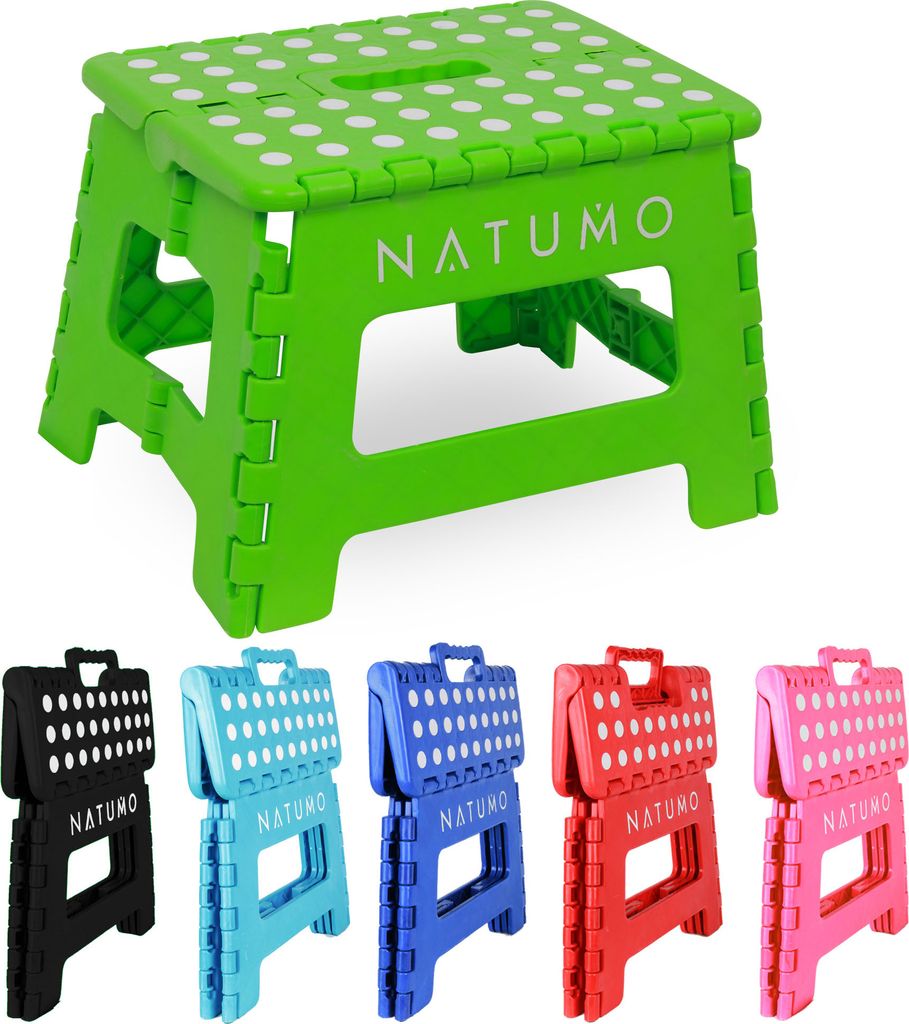 NATUMO Premium Tritthocker Klapphocker 150kg - Faltbar Küchenhocker Klapptritt Bad-Hocker Klappbar - Grün