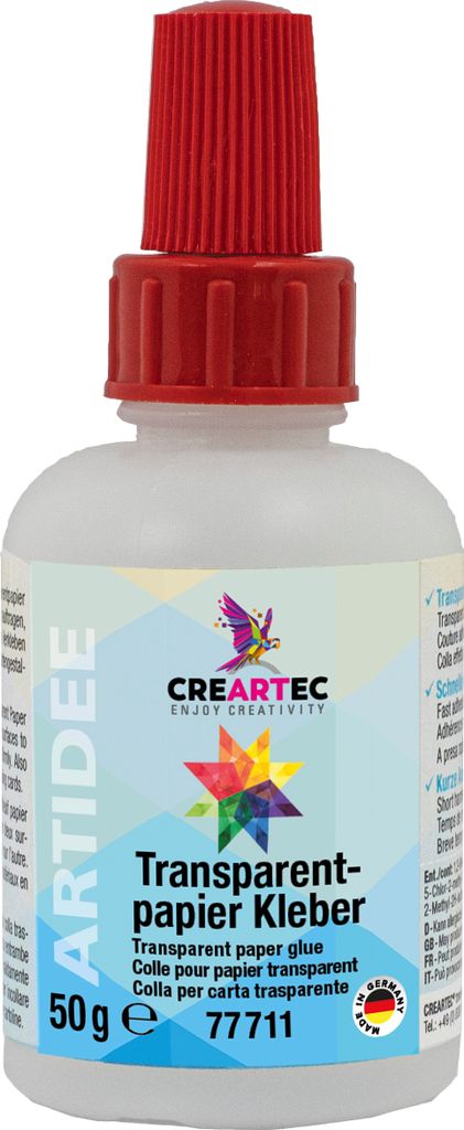CREARTEC Transparentpapier Kleber - zum perfektem Verkleben ohne störende Klebespuren - 50g - 77711