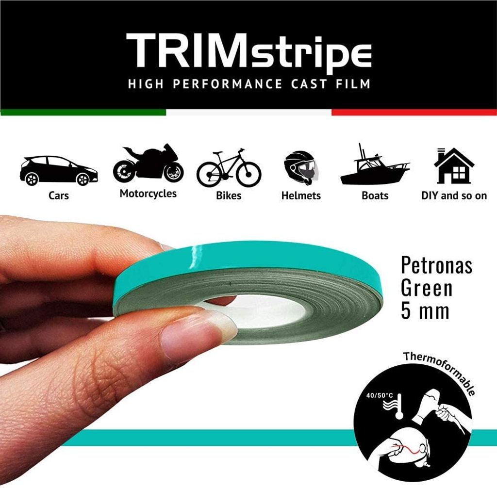 Zierstreifen Klebestreifen für Autos, Petronas Grün, 5 mm x Produktbild 
