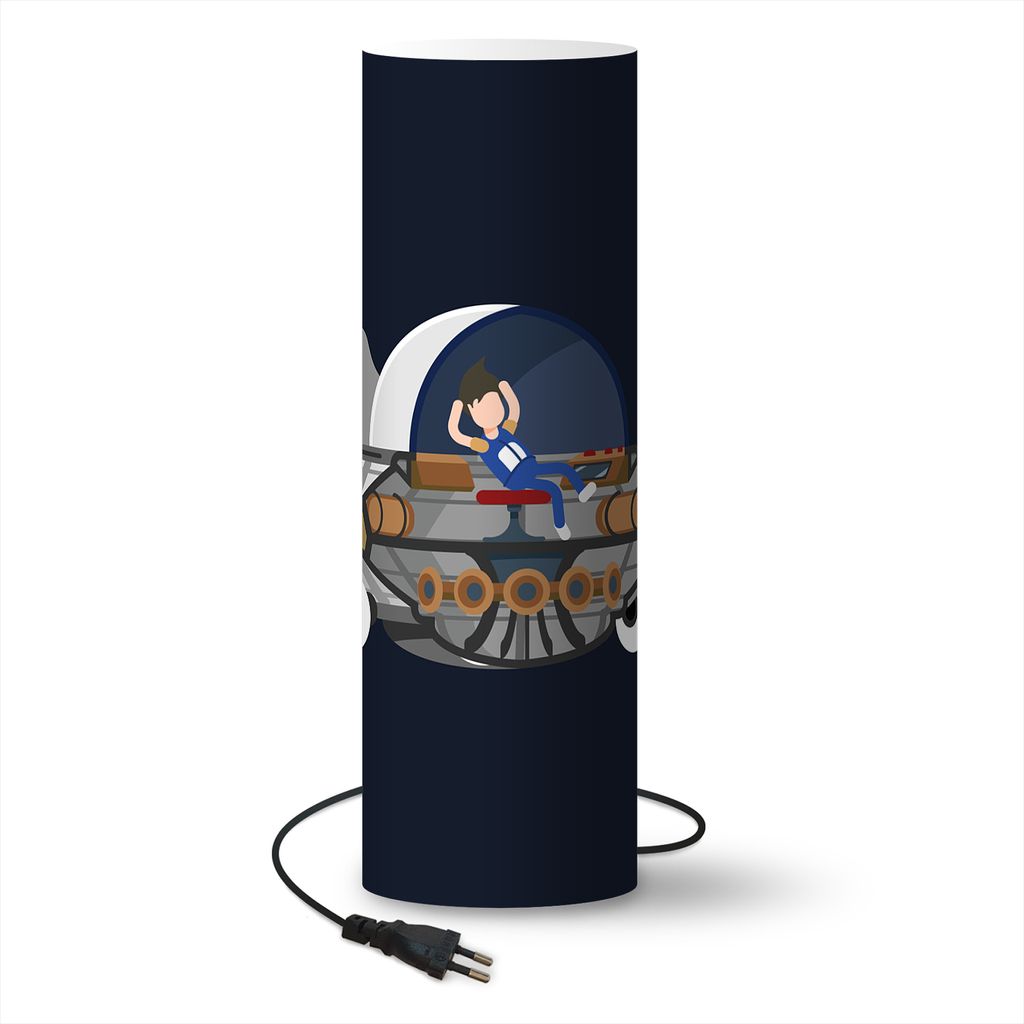 Lampe - Tischlampe - Weltraum - Raumschiff - Illustration - 50 cm hoch - Ø16 cm - Inklusive LED-Lampe