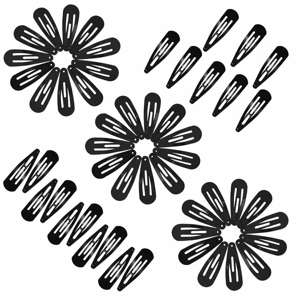 Lot de 50 barrettes cheveux noires en métal 5cm avec boîte de rangement