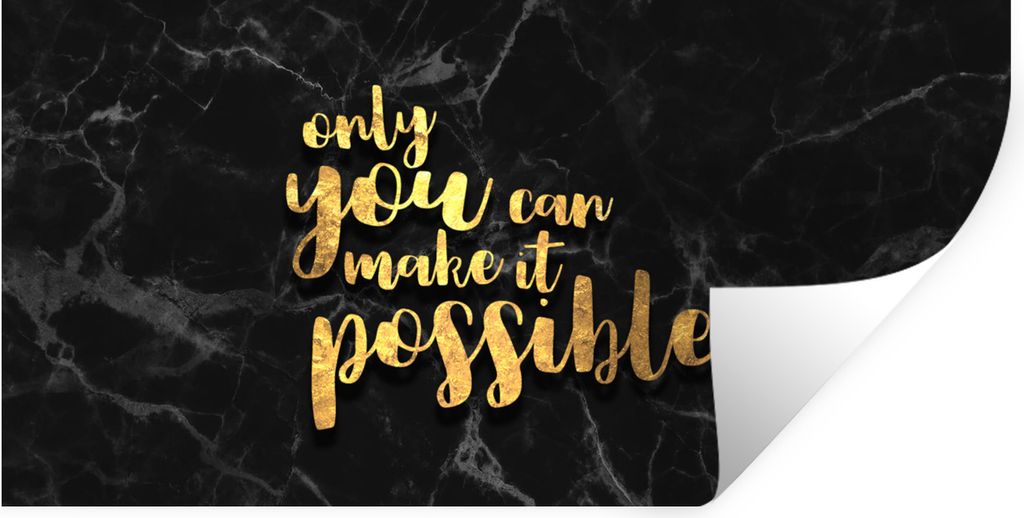 MuchoWow Wandtattoo Wandsticker Wandaufkleber Zitat - Selbstvertrauen - Gold - Marmor 160x80 cm Selbstklebend und Repositionierbar - Sticker - De...