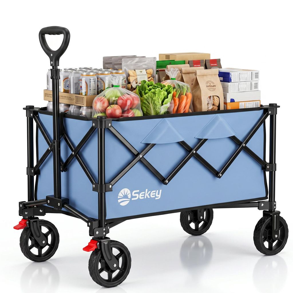 Sekey Bollerwagen faltbar 150 kg mit Bremsen, klappbarer Produktbild 