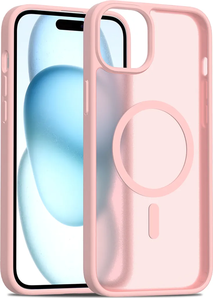 Custodia Magnetica Premium iPhone 15 Plus - Rosa Opaco Satinato