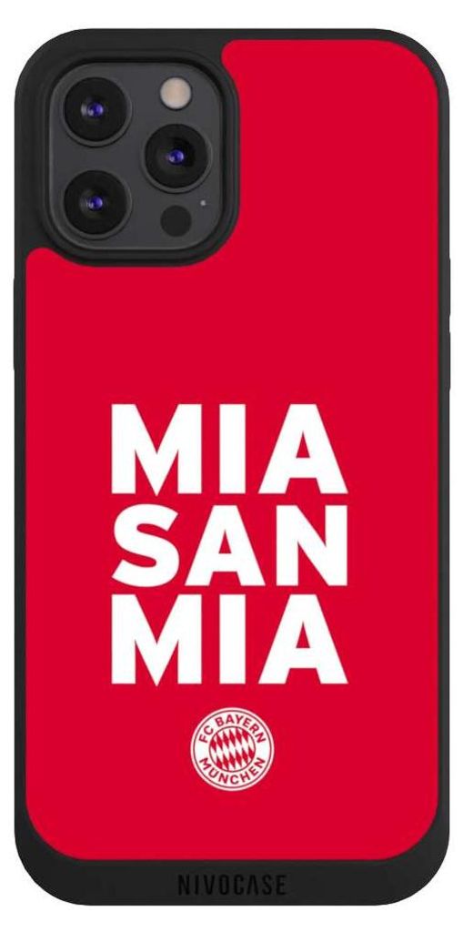 NIVOCASE Handyhülle für Apple iPhone 12 Pro Max Hülle NIVOpure Case Schwarz FC Bayern München FCB Mia San Mia