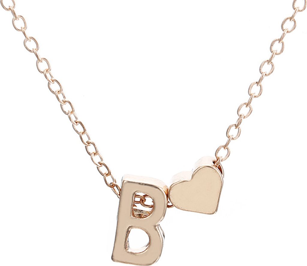 AZ 26 Großbuchstabe Herz Anhänger Mode Frauen Kette Halskette Schmuck Geschenk-Golden B