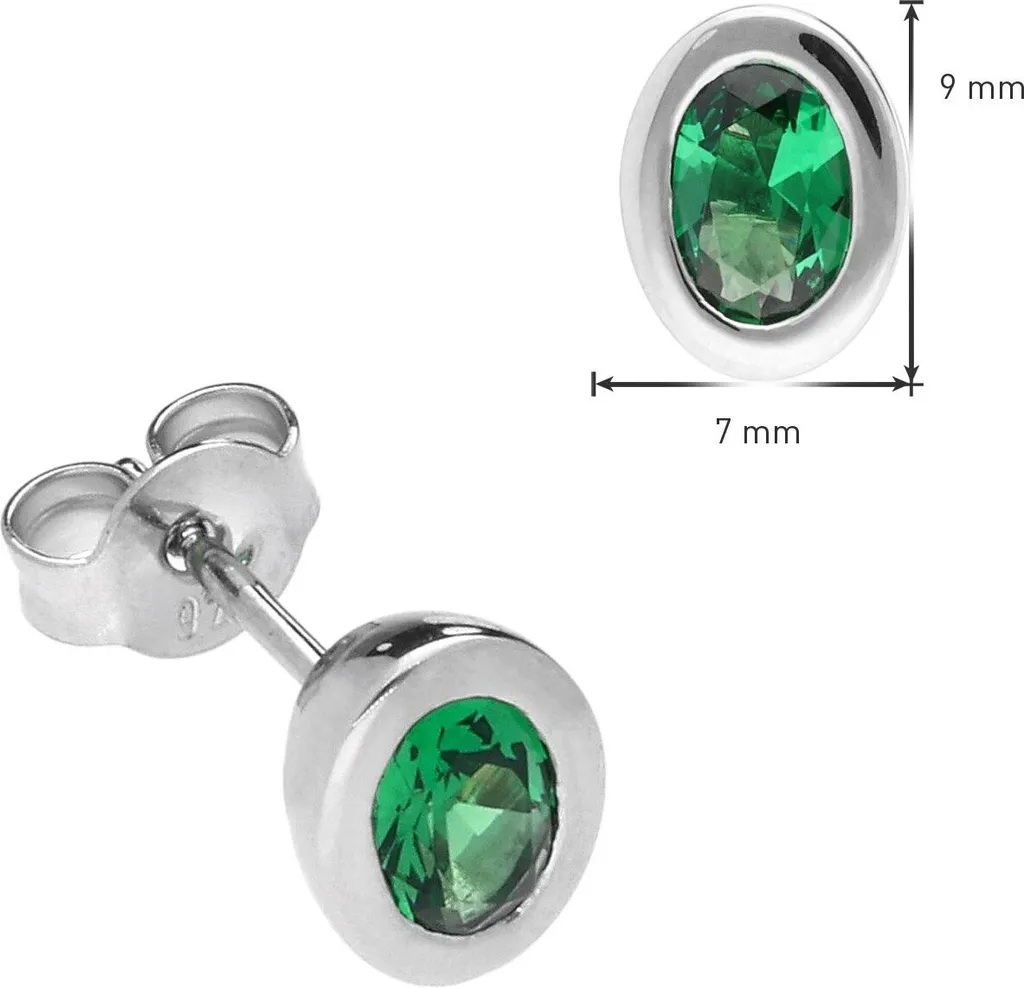 trendor 15134 Boucles d'oreilles clous argent avec cristaux verts
