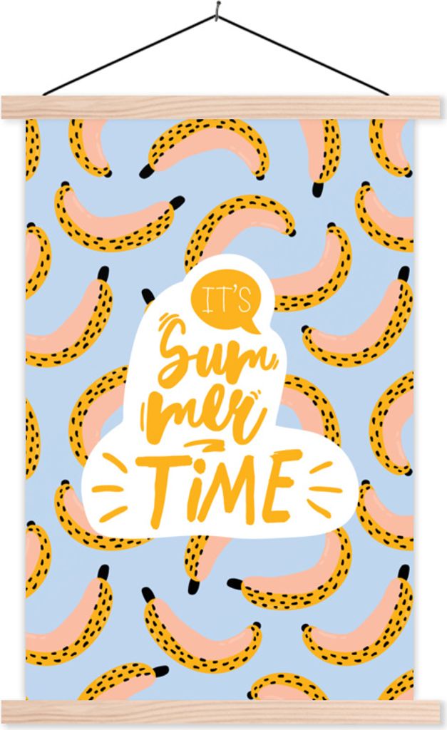 MuchoWow Textilposter Sommer - Gelb - Banane 40x60 cm mit holzfarbenen Rahmen - Poster