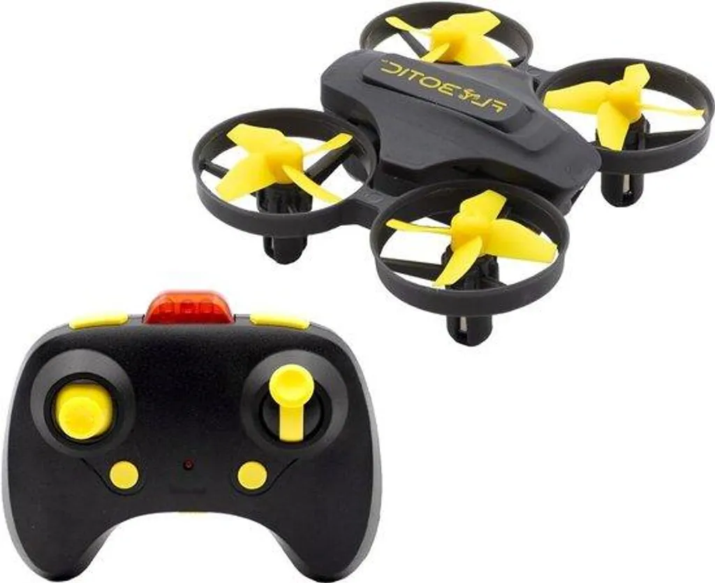 Drone télécommandé Flybotic jaune : vol stable et facile pour débuter à 8cm