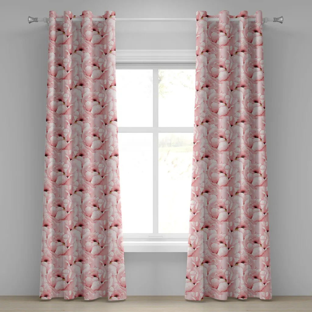 Rideaux décoratifs à motifs fleurs printanières rose 2 panneaux 280x245