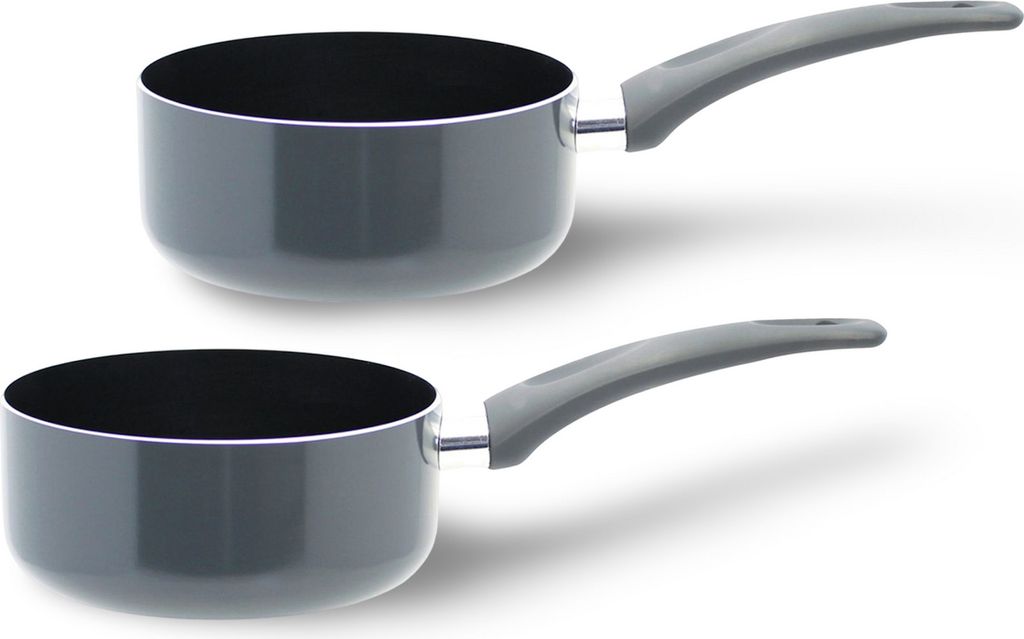2er Set Kasserolle "Rom" PFAS-frei 16cm Alu Kochtöpfe Töpfe Topf ohne Deckel Topfset