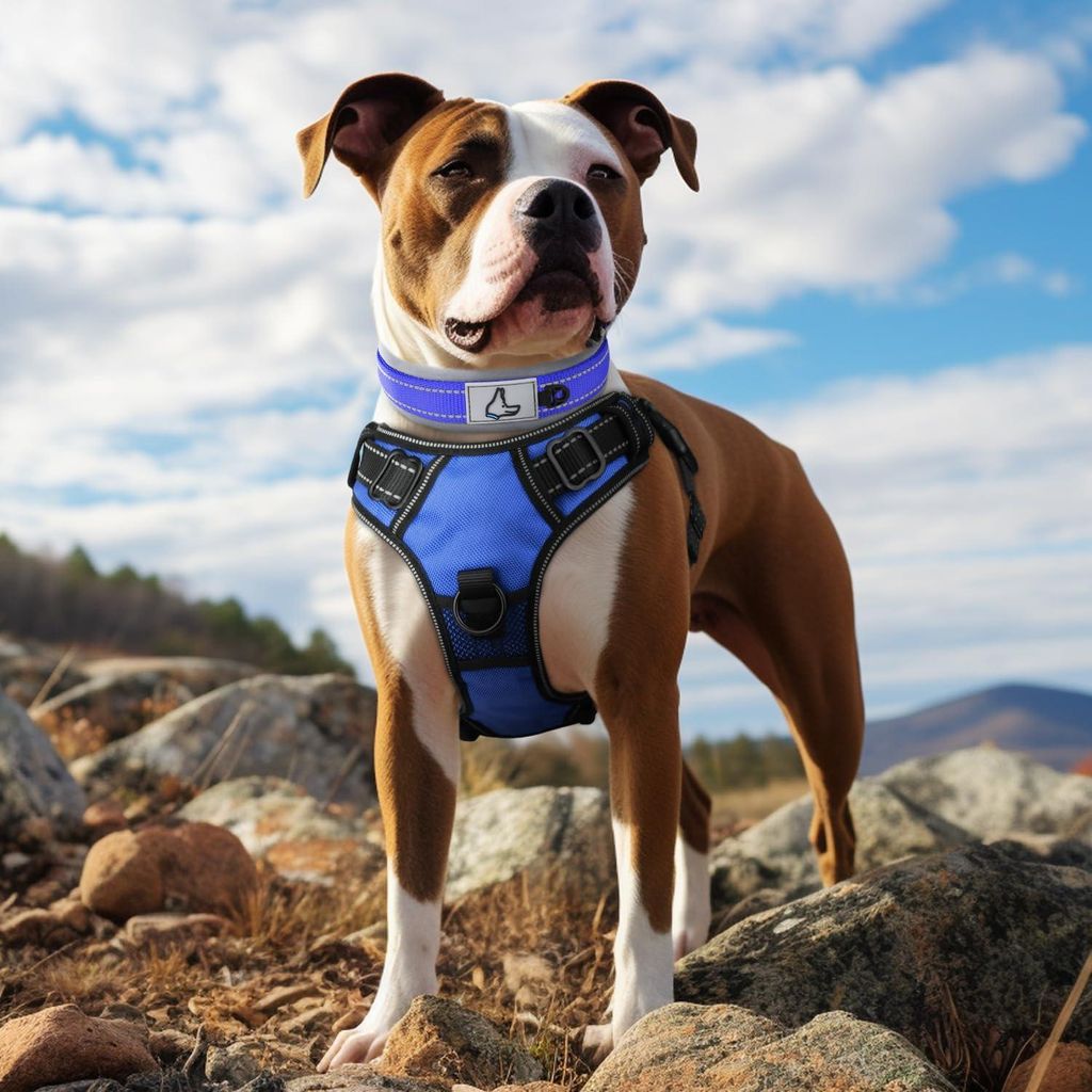 Halsband, weiche gepolsterte breite Halsband aus Neopren für mittelgroße Hunde, verstellbare und reflektierende Nylonhalsband, königsblau