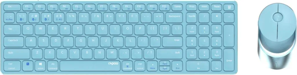 Pack Clavier et Souris Sans Fil Rapoo 9750M Bleu QWERTZ pour Bureautique