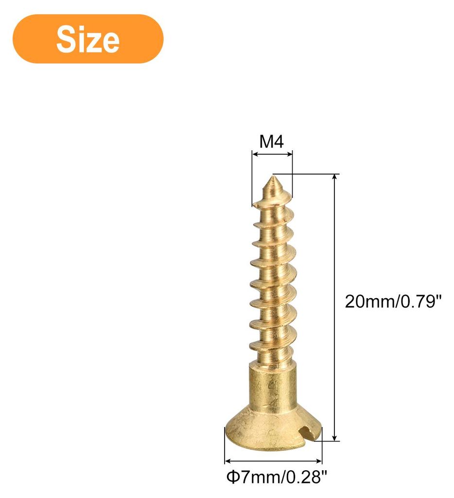 10 Stš¹ck Schlitz Messing Holzschrauben, M4 x 20mm Schlitzantrieb Senkkopf Selbstschneidende Schraube fš¹r Holzarbeiten M?bel