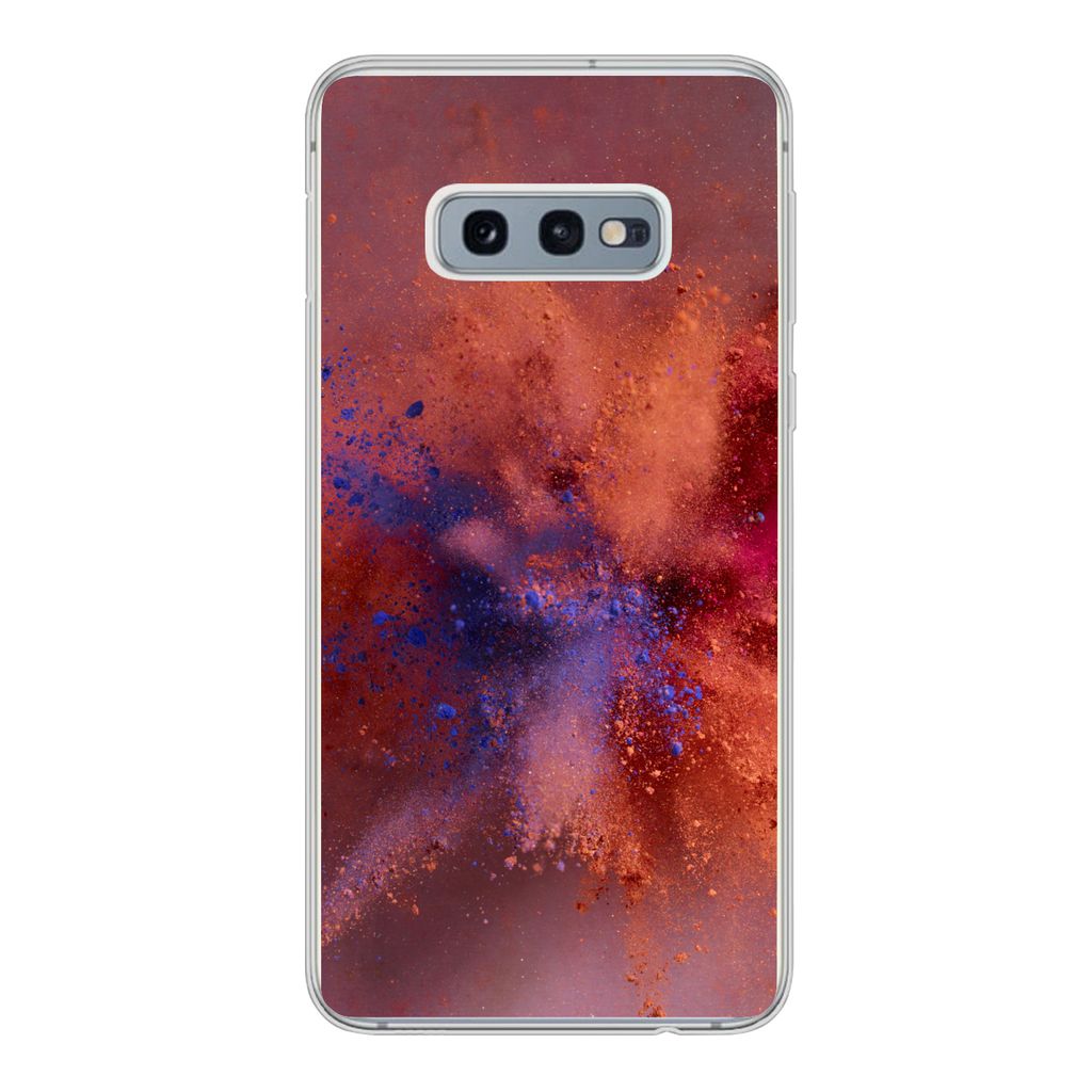 MuchoWow Handyhülle Schutzhülle Hülle für Samsung Galaxy S10e Puder - Rot - Orange - Abstrakt Silikon Softcase Handy Hülle - Handy