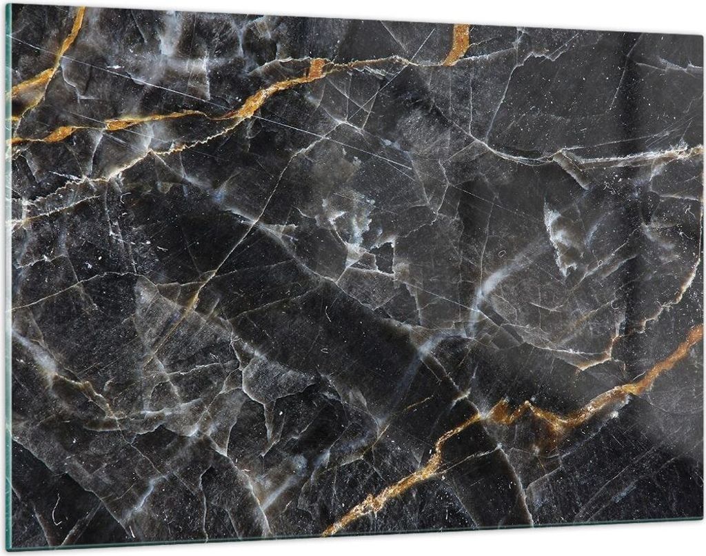 Bilder auf glas - Einteilig - Marmor Stein Schwarz - 120x80cm - Glasbilder - Wandbilder - Bilder - zum Aufhängen bereit - Wanddekoration aus Glas ...