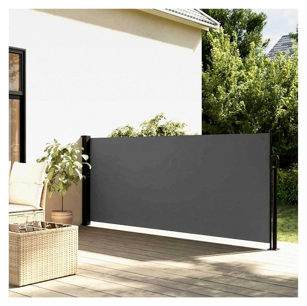 Ausziehbare Seitenmarkise Anthrazit 140x600 cm für den Außenbereich, Gärten und Innenhöfe