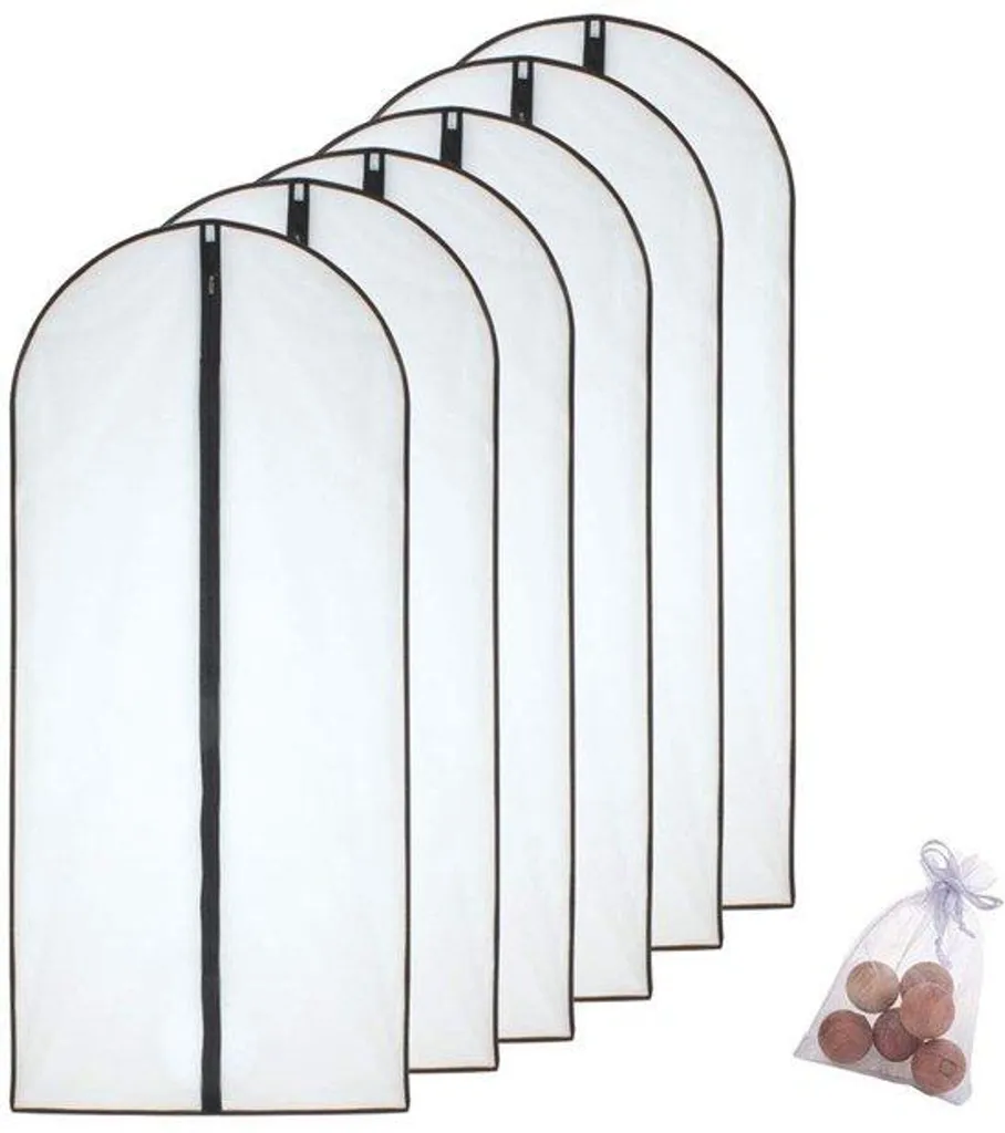 Housse à vêtements noire 60x140 cm respirante avec billes de cèdre