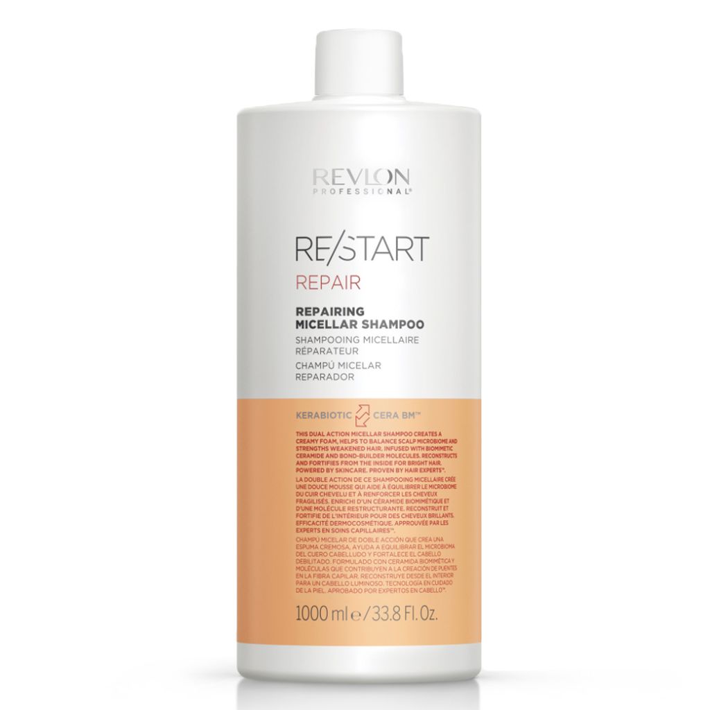 Revlon Professional Restart Recovery Restorative Micellar Shampoo Stärkungsshampoo für trockenes und geschädigtes Haar 1000 ml