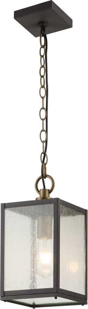 Hängelampe außen Aluminium Glas E27 IP44 H: max. 197,2 cm Zink verwittert eckig Vintage Außenlampe