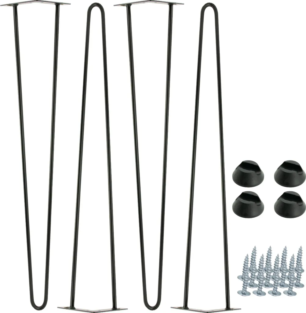 Pieds de Table Hairpin avec Patins de Protection Noirs, Hauteur 71 cm