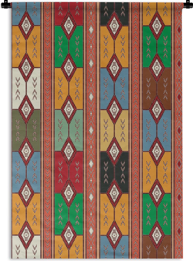 MuchoWow Wandteppich Wandbehang Geometrie - Muster - Südamerika 60x90 cm Tapisserie Dekoration Wandtuch - Foto-Teppich - Abwaschbar