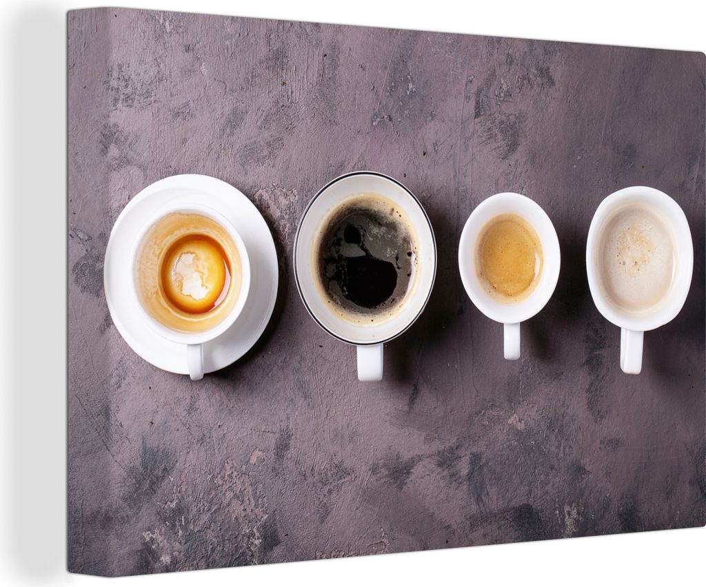 MuchoWow - Leinwandbilder - Kaffee - Küche - Industrie, Wandbild, Wanddeko Bilder Wohnzimmer, 90x60 cm