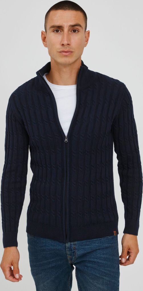 INDICODE IDPaulomo Herren Strickjacke Cardigan Grobstrick mit Stehkragen aus 100% Baumwolle