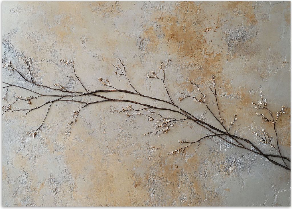 Vlies fototapete Zweige Blumen Knospen 300x210 cm Feeby Beige inkl. Kleber einfache Montage