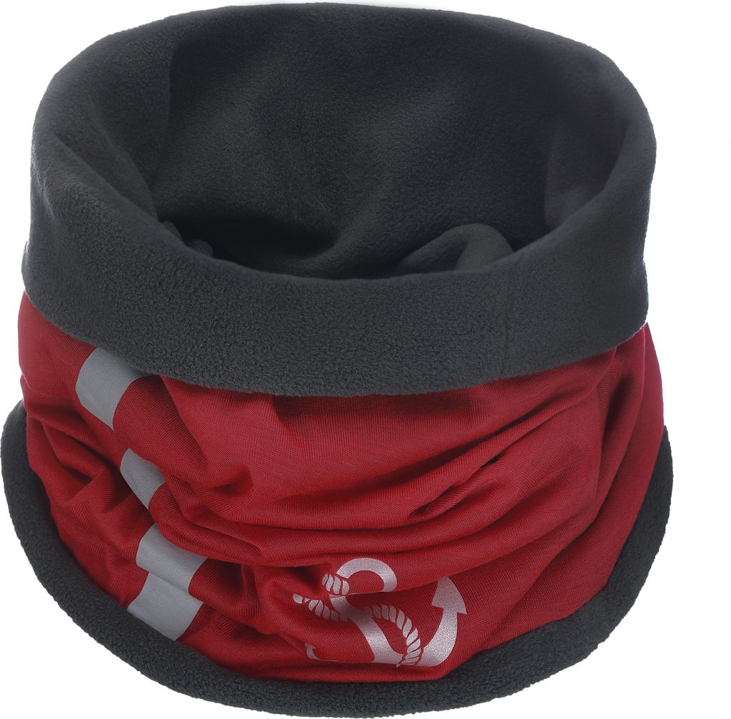 modAS Uni Schlauch-Halstuch Fleece mit Anker-Print – Halsschlauch Loopschal Damen Herren Halswärmer in Rot