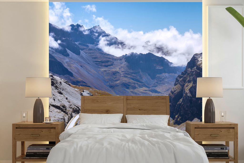 MuchoWow Fototapete für Wohnzimmer oder Schlafzimmer Wandtapete Vinyl Motivtapete Bolivien - Straße - Berg - 220x220 cm - Tapeten