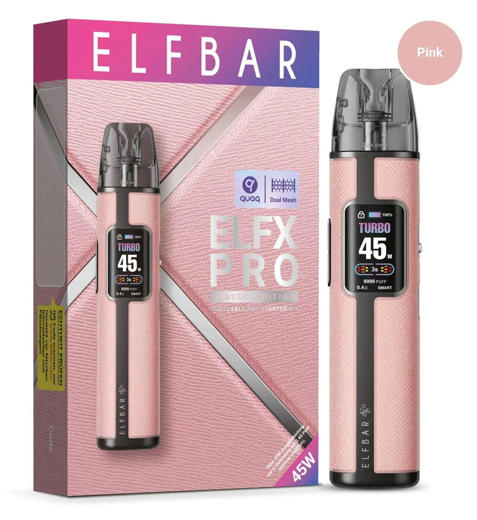 Elfx Pro Kit Pink pour Vapoter Toute la Journée avec Style et Simplicité
