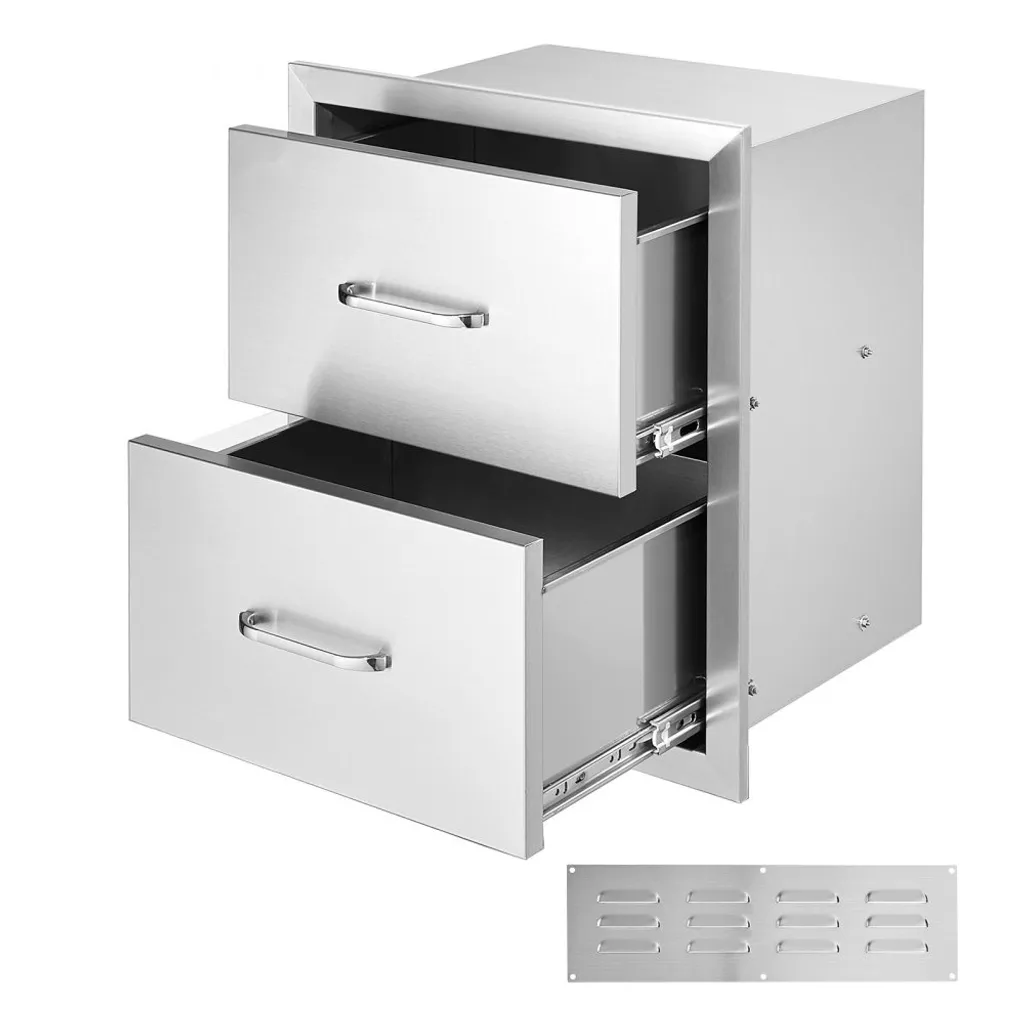 Tiroir de Rangement BBQ en Inox Brossé - Dimensions 45x52 cm Durable