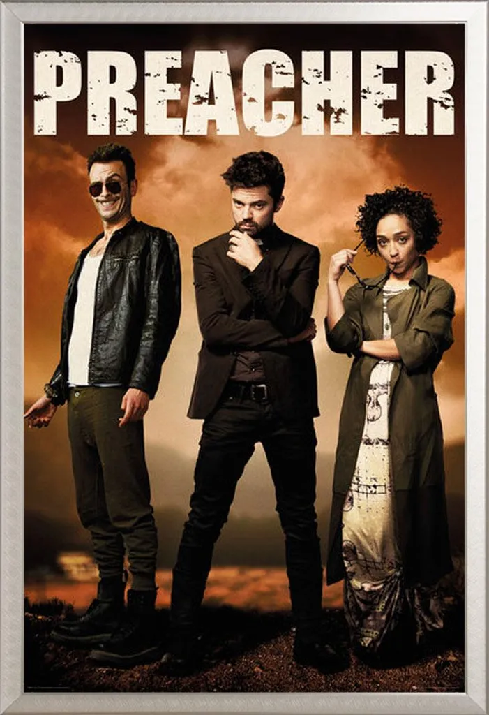 Poster Preacher Cast con Cornice Shinsuke Alluminio Argento 61x91.5