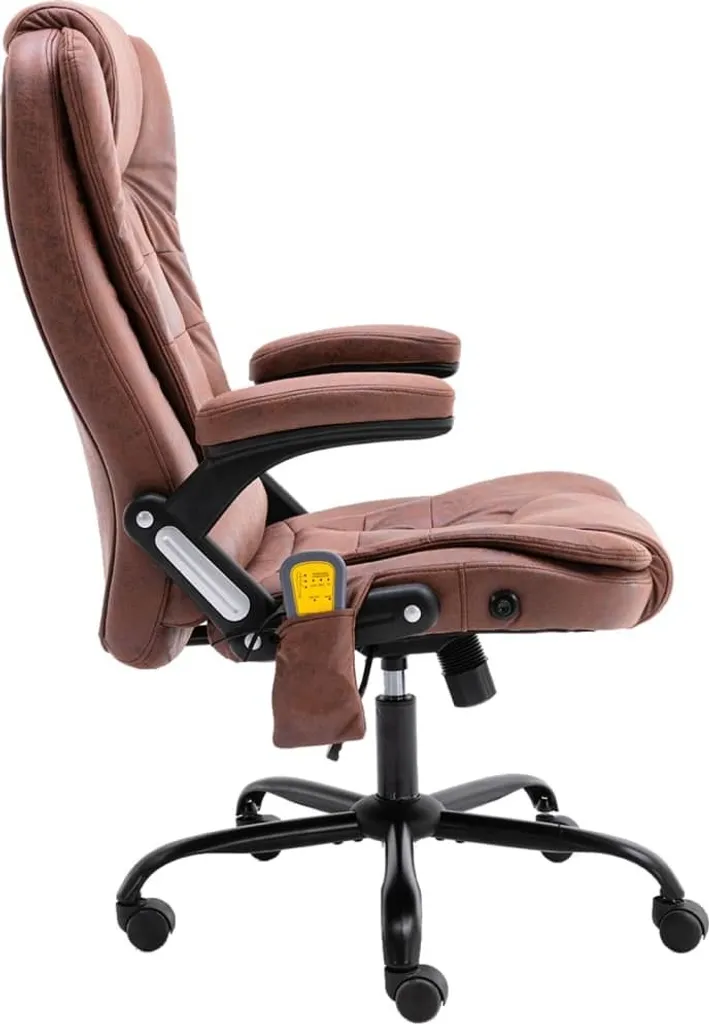 Chaise de bureau massante contre le mal de dos aspect daim marron