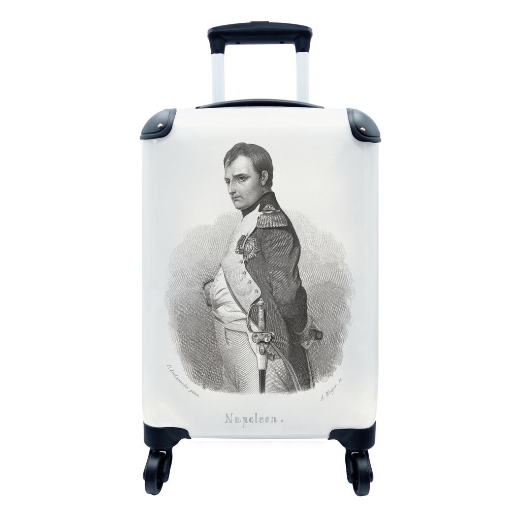 MuchoWow Koffer Handgepäck Trolley Rollkoffer Kleine Reisekoffer mit 4 Rollen - Illustration von Napoleon Bonaparte vor einem weißen Hintergrun...