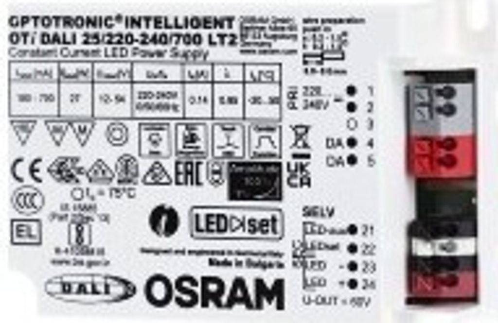 OSRAM OPTOTRONIC Intelligent Netzteil DALI-Weitbereichstreiber 25/220-240/700 LT2 dimmbar Europe 4052899488144