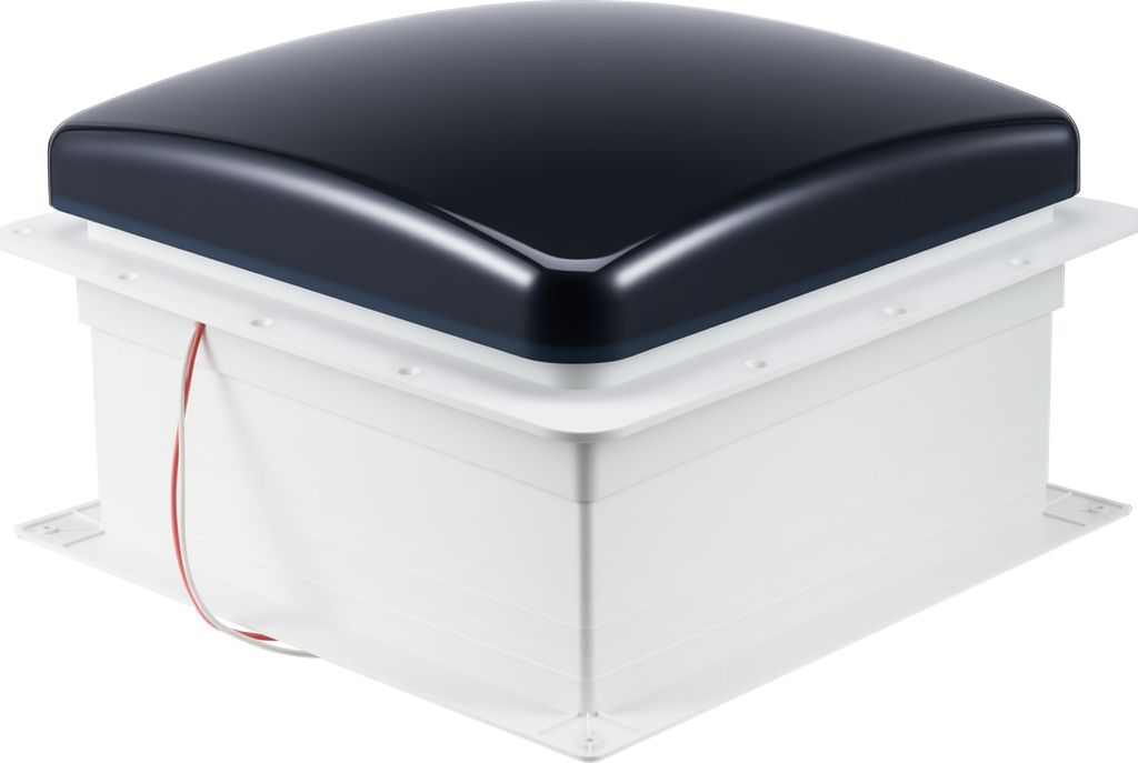 A black and white roof vent fan.