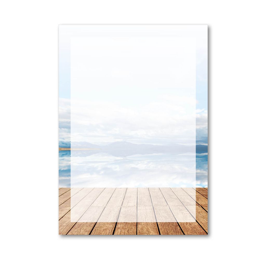 Briefpapier Set Panorama I 50 Blatt Motiv-Papier in DIN A4 I Strand-Motiv Meer-Blick Urlaub Rahmen I neutral I dv_197