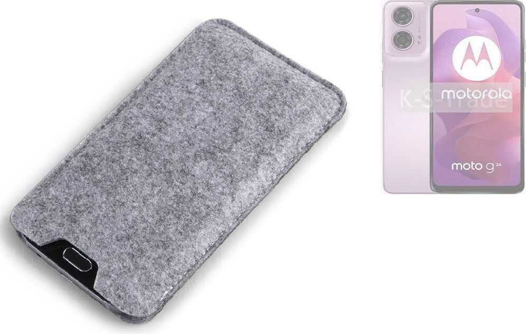 K-S-Trade Filz Handyhülle kompatibel mit Motorola Moto G24 Schutzhülle Filztasche Filz Tasche Case Sleeve Handy Hülle Filzhülle grau