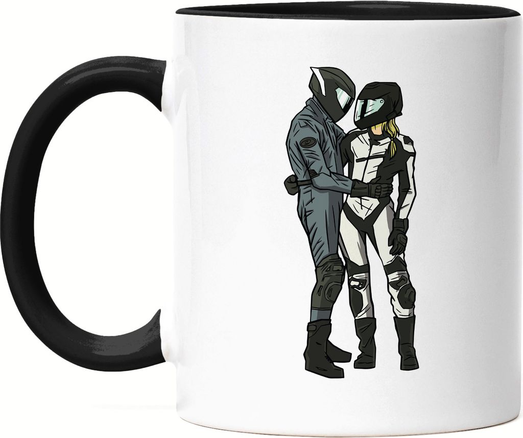 Biker Love Tasse Schwarz Motorradfahrer Motorradfahrerin Liebespaar Verliebt Romantisch Schatz Lieblingsmensch Liebe