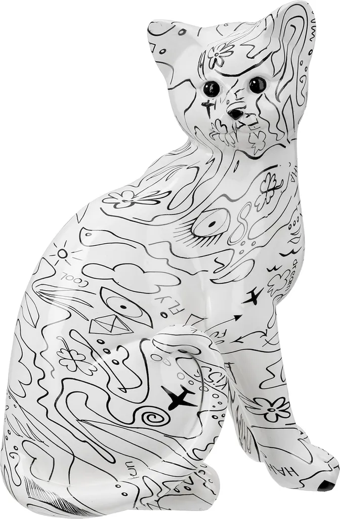 Statue Chat Modern Art Gilde 37961 en Résine Blanche de 29 cm Design