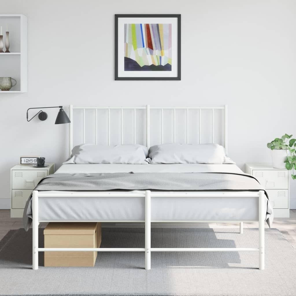 Möbel Nachttische 2 Stk. Weiß 34,5x39x44 cm Stahl - Beistelltisch 841630