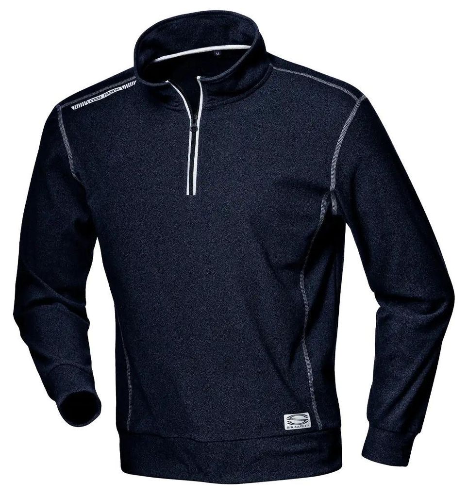 Sir Safety Moleskin Herren Arbeits-Sweatshirt mit Halbzip, Stretch und Reflexdetails, 4XL, Marineblau